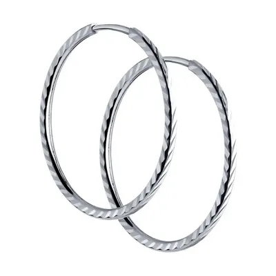 Серьги конго из серебра с алмазной гранью из серебро