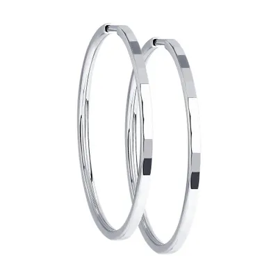 Серьги конго из серебра с алмазной гранью из серебро