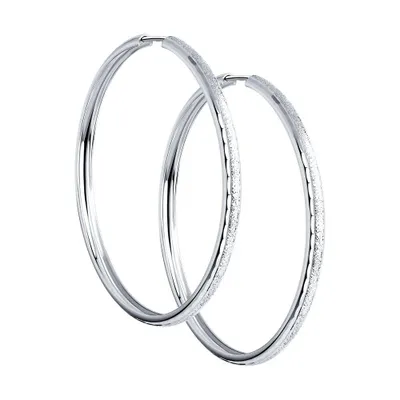 Серьги конго из серебра с алмазной гранью и матированием из серебро