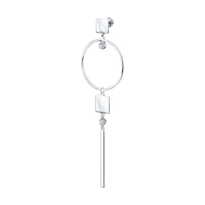 Серьга из серебра с фианитами из серебро