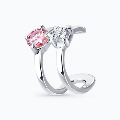 Серьга из серебра с фианитами из серебро