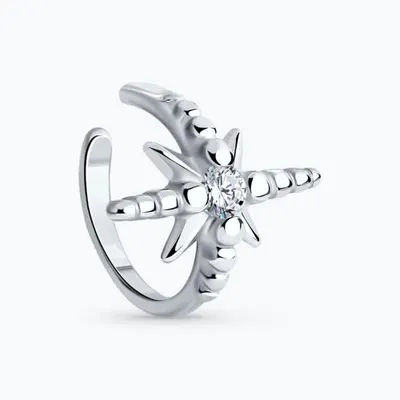 Серьга из серебра с фианитом из серебро