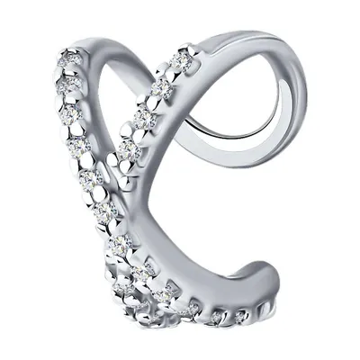 Серьга из серебра с фианитами из серебро