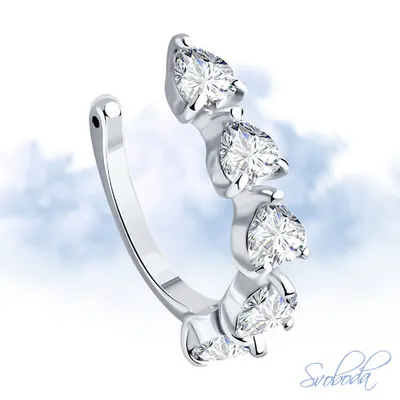 Серьга из серебра с фианитами из серебро