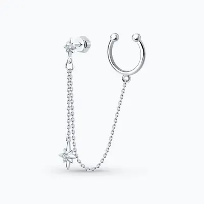 Серьга из серебра с фианитами из серебро