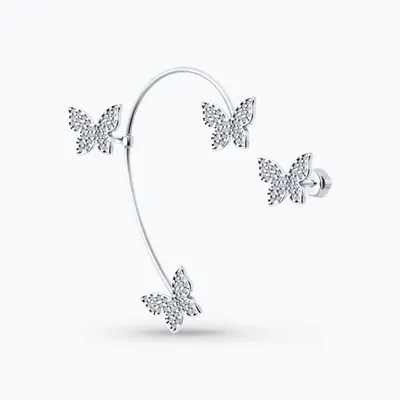 Серьги из серебра с фианитами из серебро