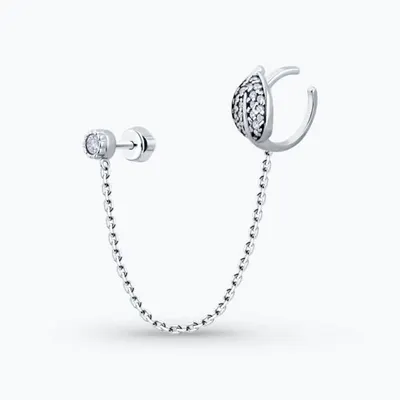 Серьга из серебра с фианитами из серебро