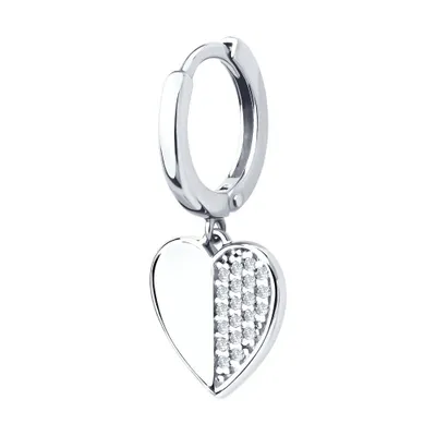 Серьга из серебра с фианитами из серебро