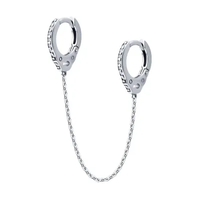 Серьга из серебра с фианитами из серебро