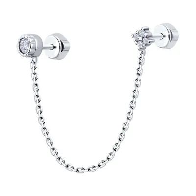 Серьга из серебра с фианитами из серебро