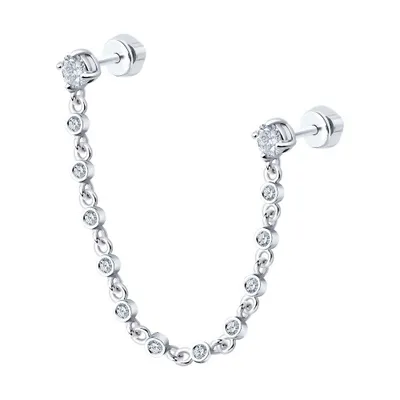 Серьга из серебра с фианитами из серебро