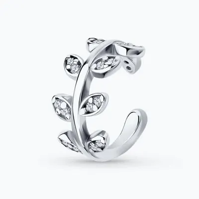 Серьга из серебра с фианитами из серебро