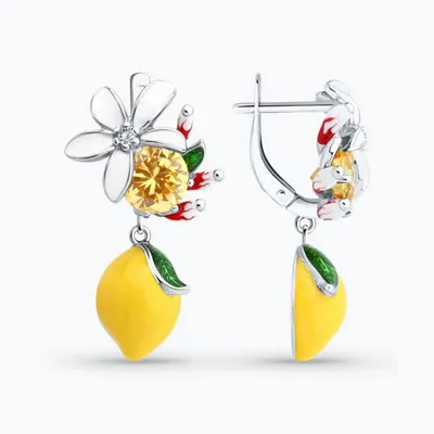 Серьга из серебра с фианитами из серебро