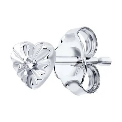 Серьга из серебра с фианитом из серебро