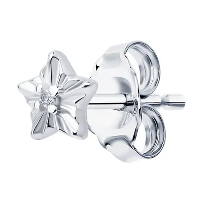 Серьга из серебра с фианитом из серебро