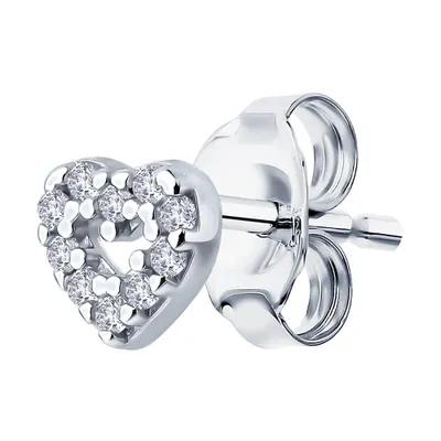 Серьга из серебра с фианитами из серебро