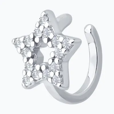 Серьга из серебра с фианитами из серебро