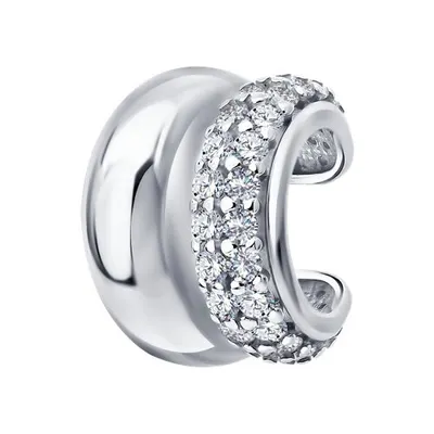 Серьга из серебра с фианитами из серебро