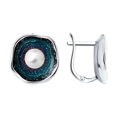 Серьги из серебра с жемчугом из серебро