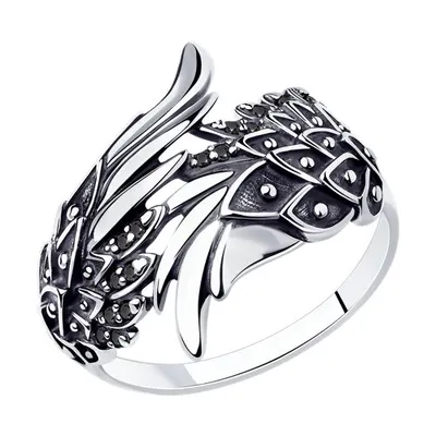 Кольцо из чернёного серебра с чёрными фианитами из серебро