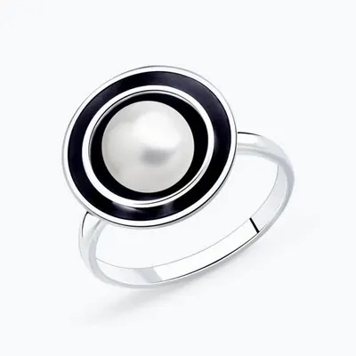 Кольцо из чернёного серебра с жемчугом из серебро