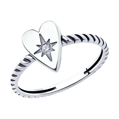 Кольцо из чернёного серебра с фианитом из серебро