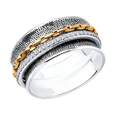 Кольцо из золочёного серебра с фианитами из серебро