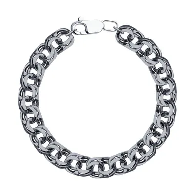 Браслет из чернёного серебра с алмазной гранью из серебро