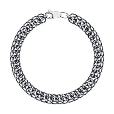 Браслет из чернёного серебра с алмазной гранью из серебро